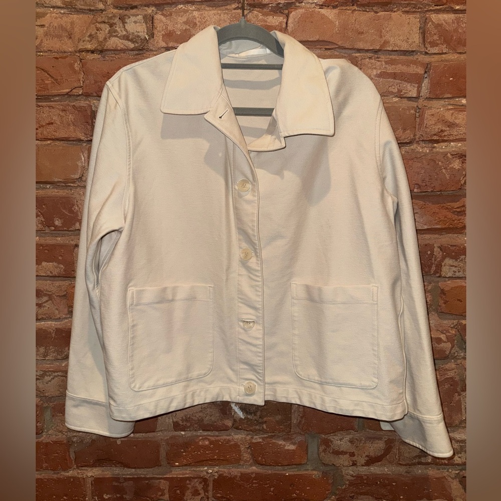 Uniqlo Cream Button-Front Jean Jacket